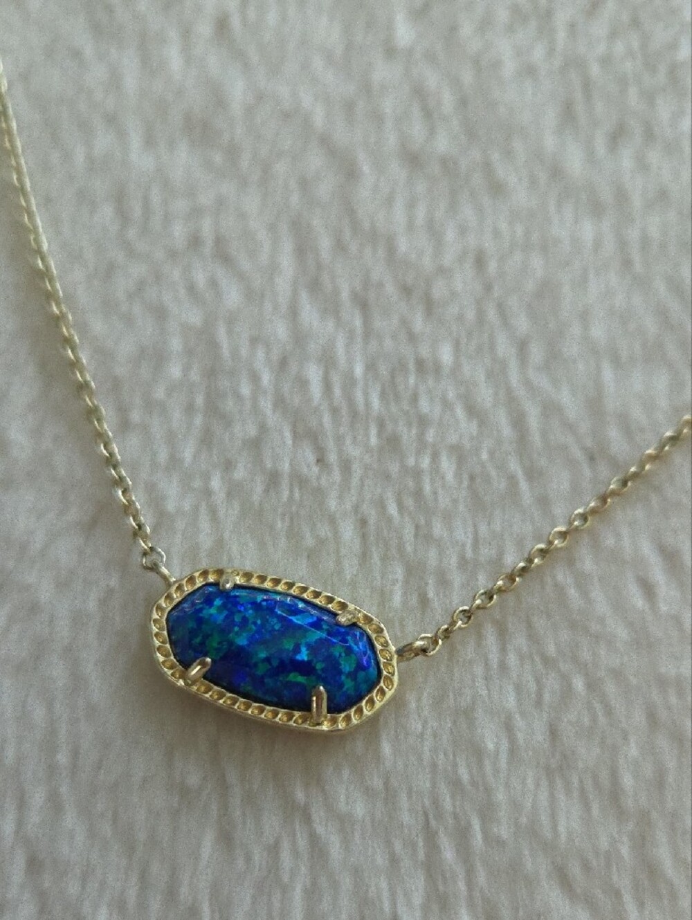 Kendra Scott Elisa Royal Blue Kyocera Opal Necklace Gold Plated